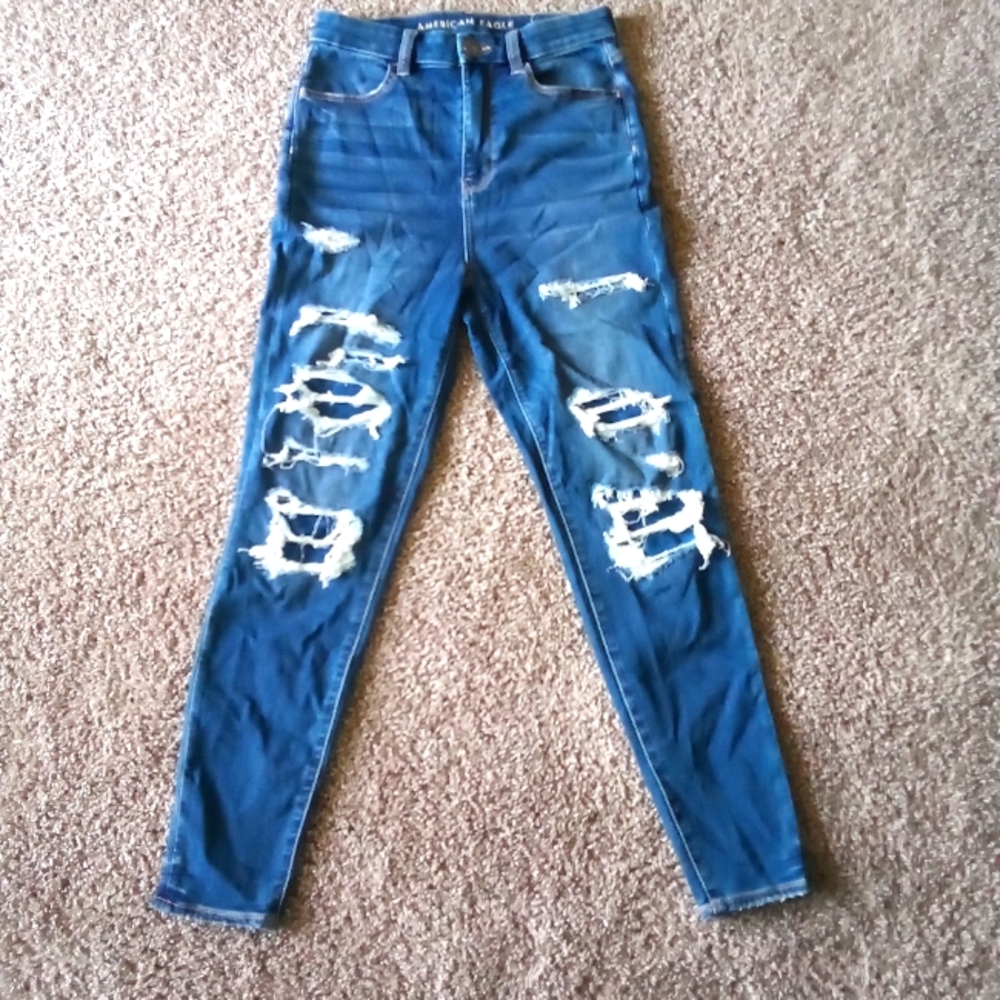 American eagle Blue distress jeggings